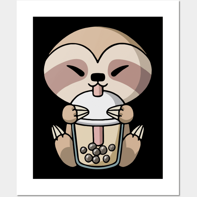 Boba Milk Tea Sloth Wall Art by Amanda Patterson 